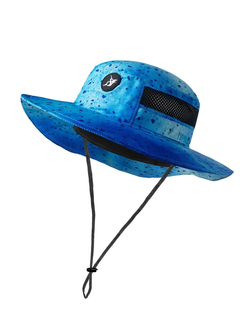 Bob Marlin Bucket Hat Bob Mahi Blue – Performance fishing apparel designed for sun protection, comfort, and offshore durability.