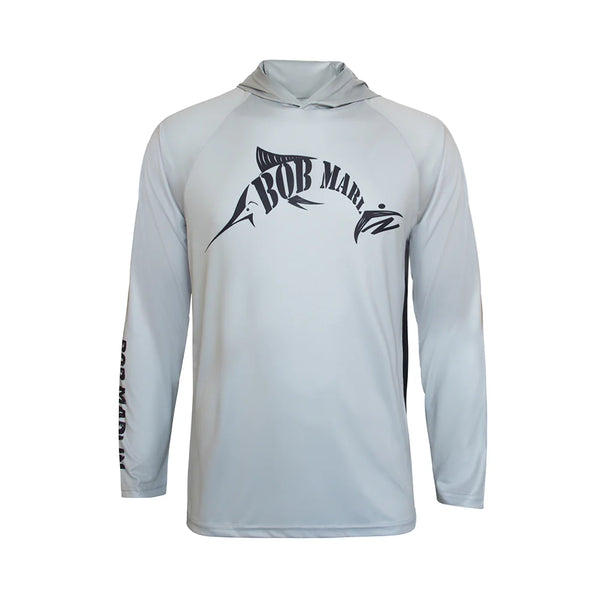 Bob Marlin Performance Hoody BM Grey – Performance fishing apparel designed for sun protection, comfort, and offshore durability.