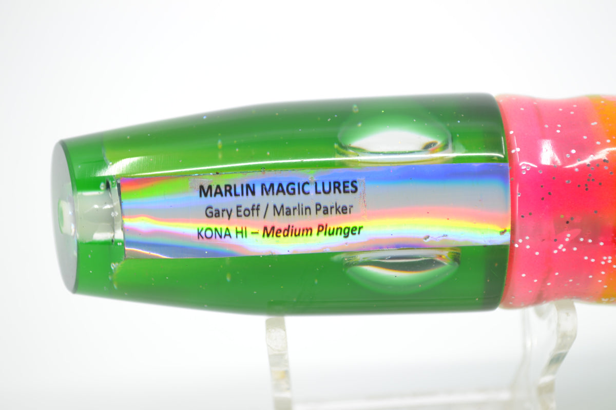 Marlin Magic Lime Green MOP Green Back Doll Eyes Medium Plunger 10" 7.7oz Skirted - Trolling Lures (view 6 of 7)