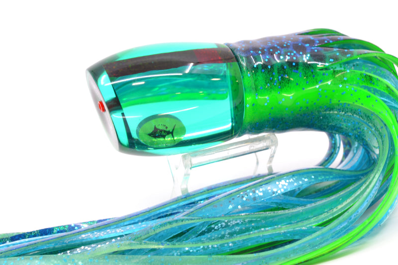 Aloha Lures Green Mirror Bamboocha 12" 11.5oz Skirted Electric Blue