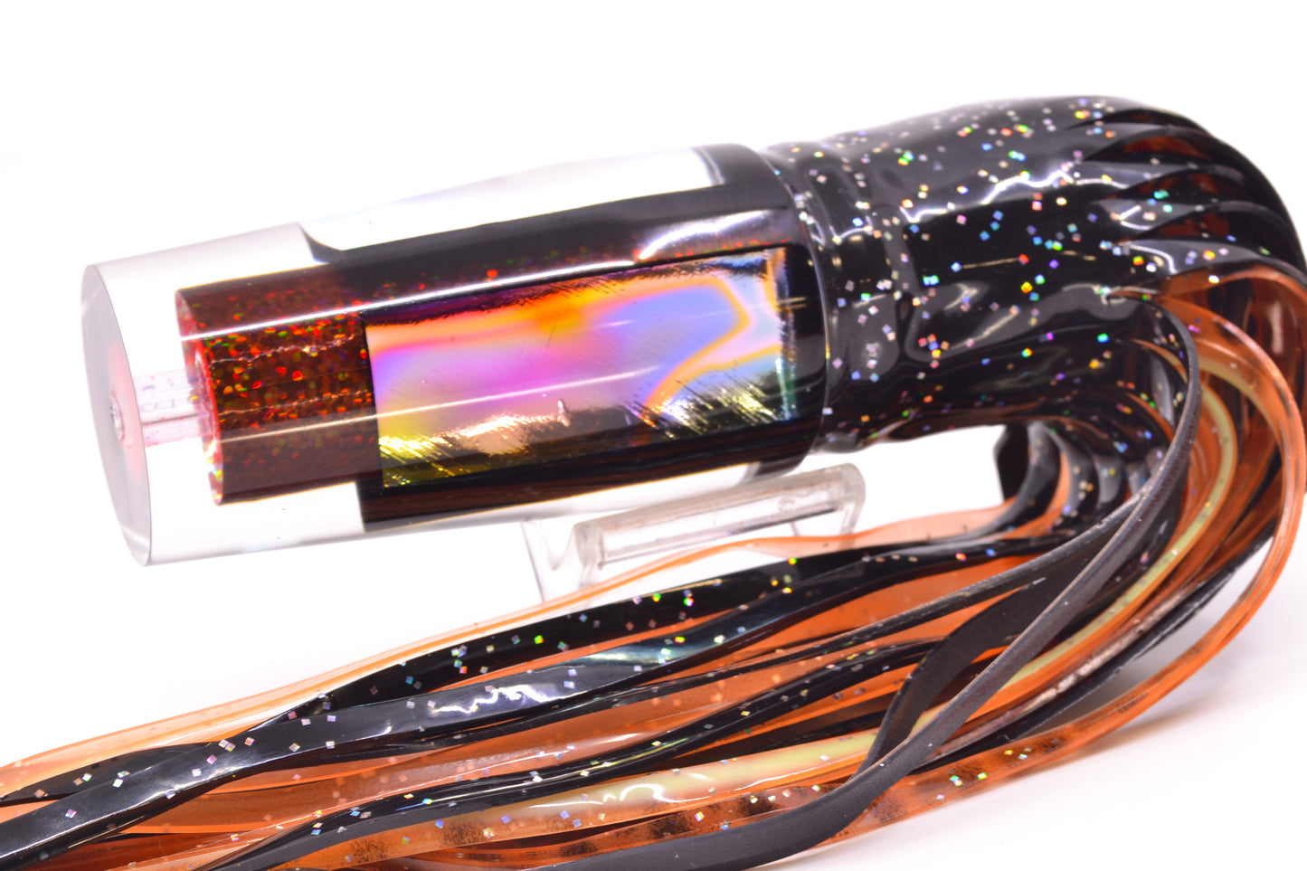 Aloha Lures Black-Orange Dichro Sundowner 14" 11.5oz Skirted Halloween