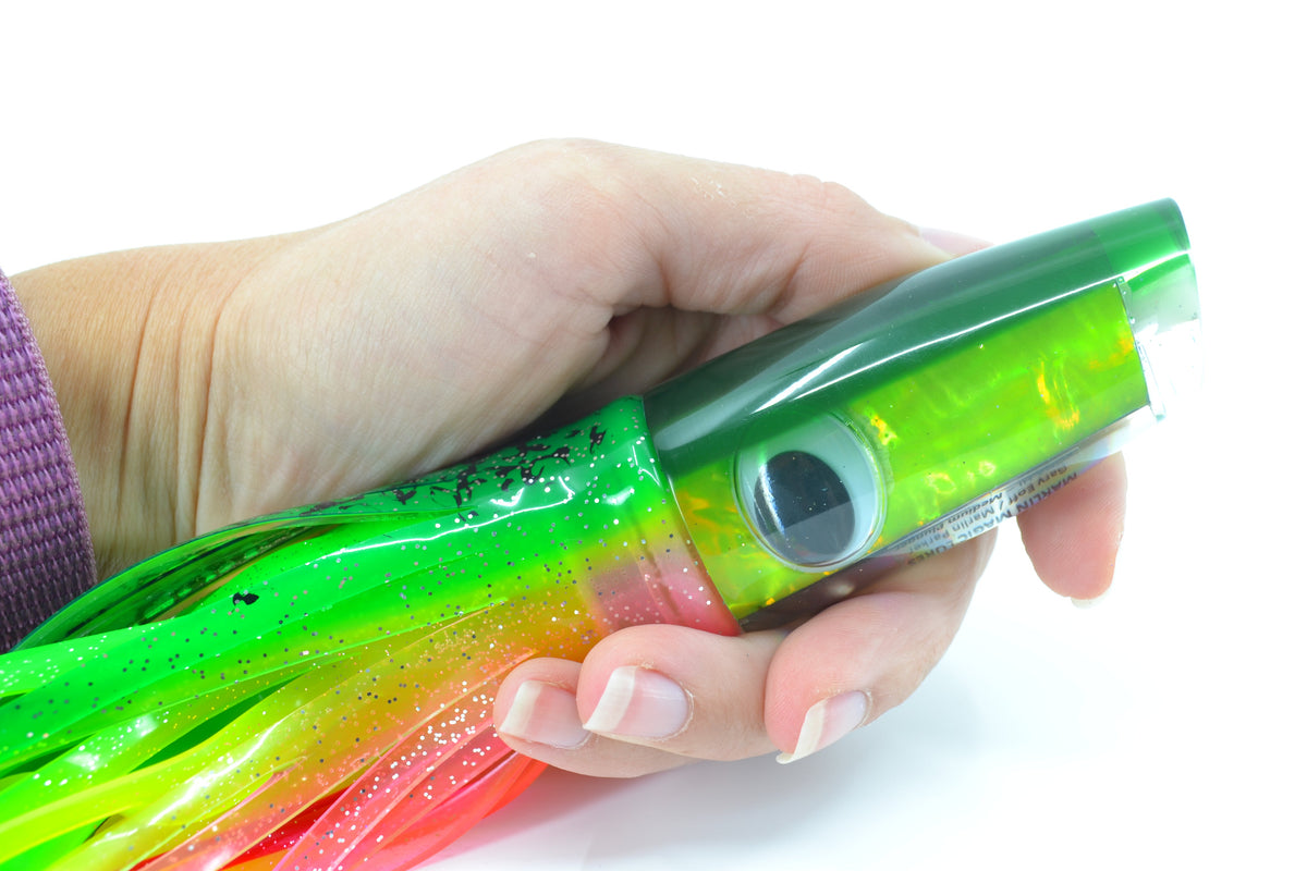 Marlin Magic Lime Green MOP Green Back Doll Eyes Medium Plunger 10" 7.7oz Skirted - Trolling Lures (view 7 of 7)
