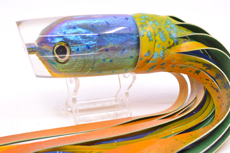 Ali'i Kai Lures Purple-Green-Yellow Mahi Fish Head Nifty 50 14" 9oz ALV Vinyl Mahi GZE