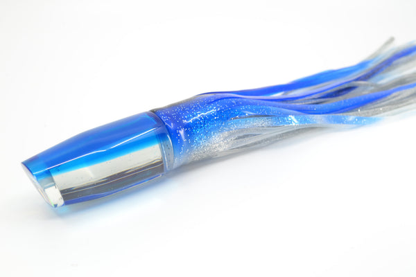 Marlin Magic Mirrored Blue Back No Eyes Medium Plunger 10" 7.7oz Skirted Blue-Silver – premium trolling lure for offshore big game fishing