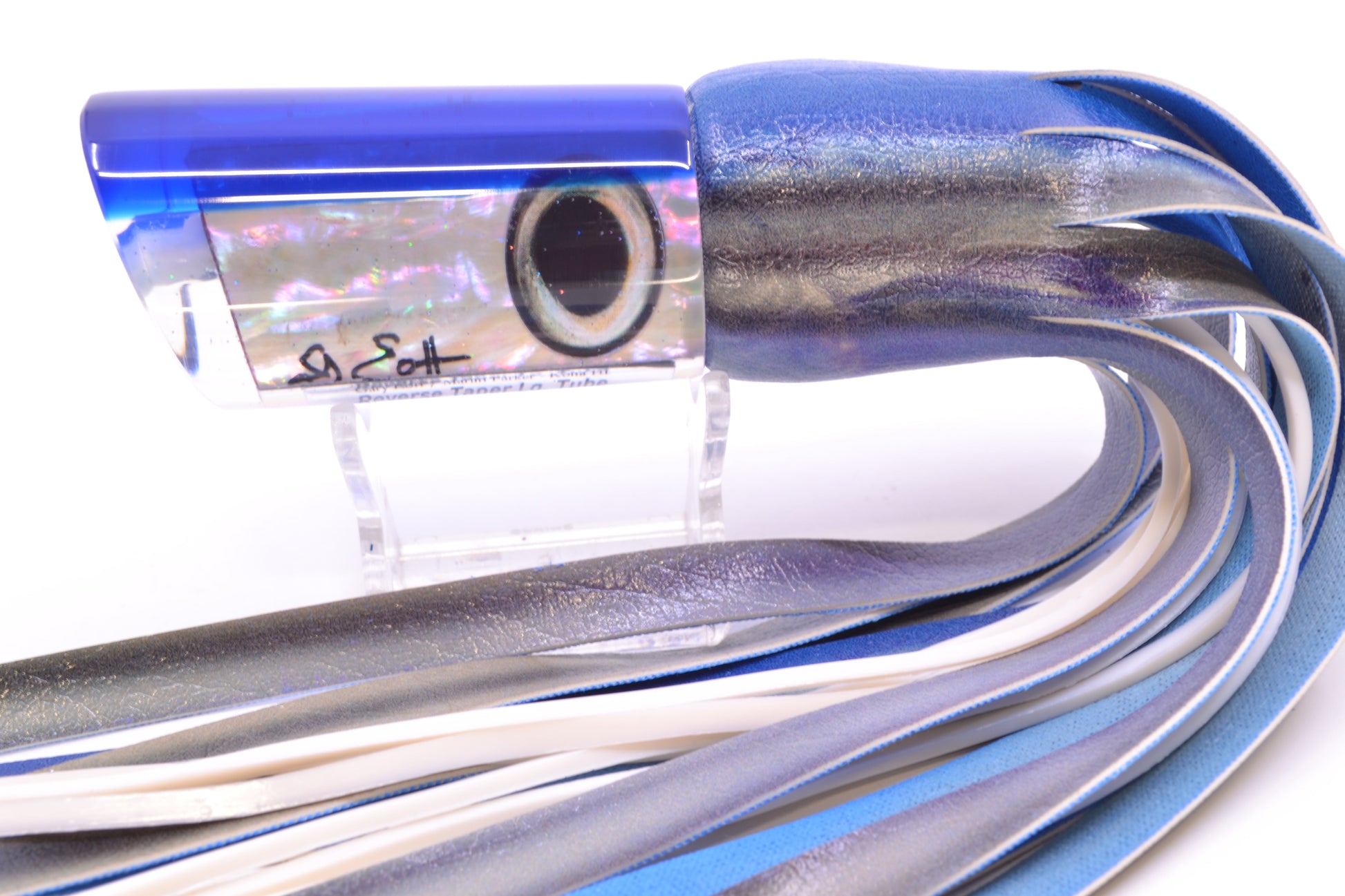 Marlin Magic Lures White Awabi Blue Back Reverse Taper Large Tube 12" 7.5oz ALV Skipjack