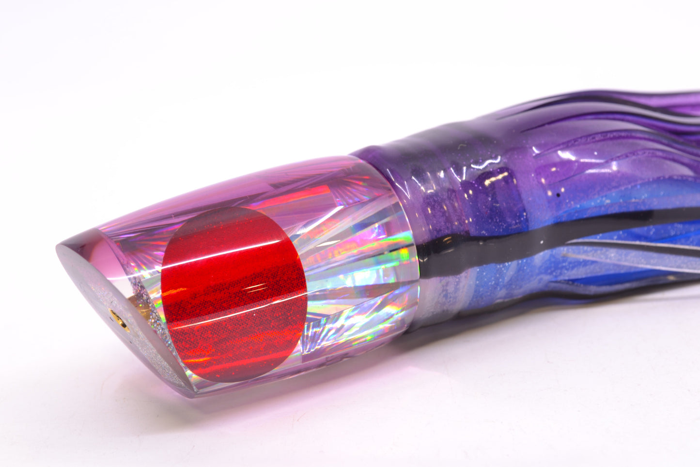 Koya Lures Silver Rainbow Starburst Purple Back Red Eyes Small Poi Dog 10" 6.5oz Skirted