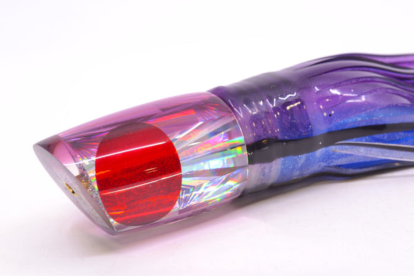 Koya Lures Silver Rainbow Starburst Purple Back Red Eyes Small Poi Dog 10" 6.5oz Skirted – premium trolling lure for offshore big game fishing