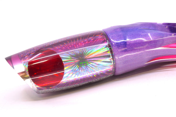 Koya Lures Silver Starburst Purple Back Red Eyes Medium Poi Dog 14" 10oz FT Vinyl – premium trolling lure for offshore big game fishing