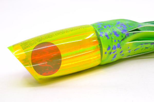 Koya Lures Chartreuse Rainbow Red Eyes Medium Poi Dog 14" 10oz ALV Vinyl Mahi – premium trolling lure for offshore big game fishing
