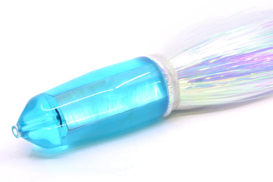 Moyes Lures Ice Blue MOP Sicario Bullet 8" 4.8oz Flashabou White/Light Blue