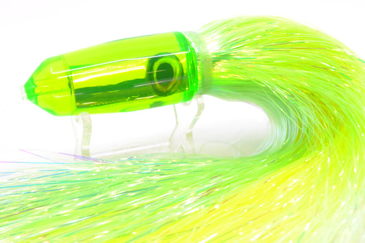 Moyes Lures Green Mirrored Sicario Bullet 8" 4.8oz Flashabou Chartreuse/Yellow