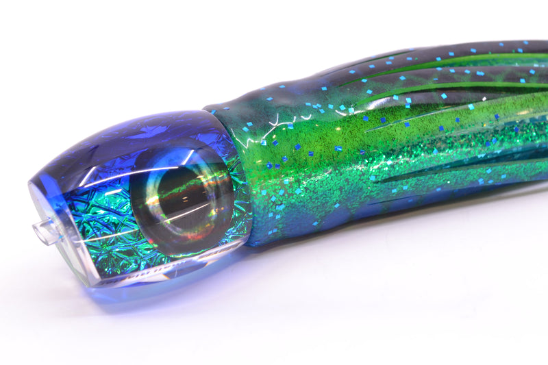 Moyes Lures Green-Blue Oil Slick Blue Back Taxi Eyes NEW Small Blaster 9" 4.5oz Skirted