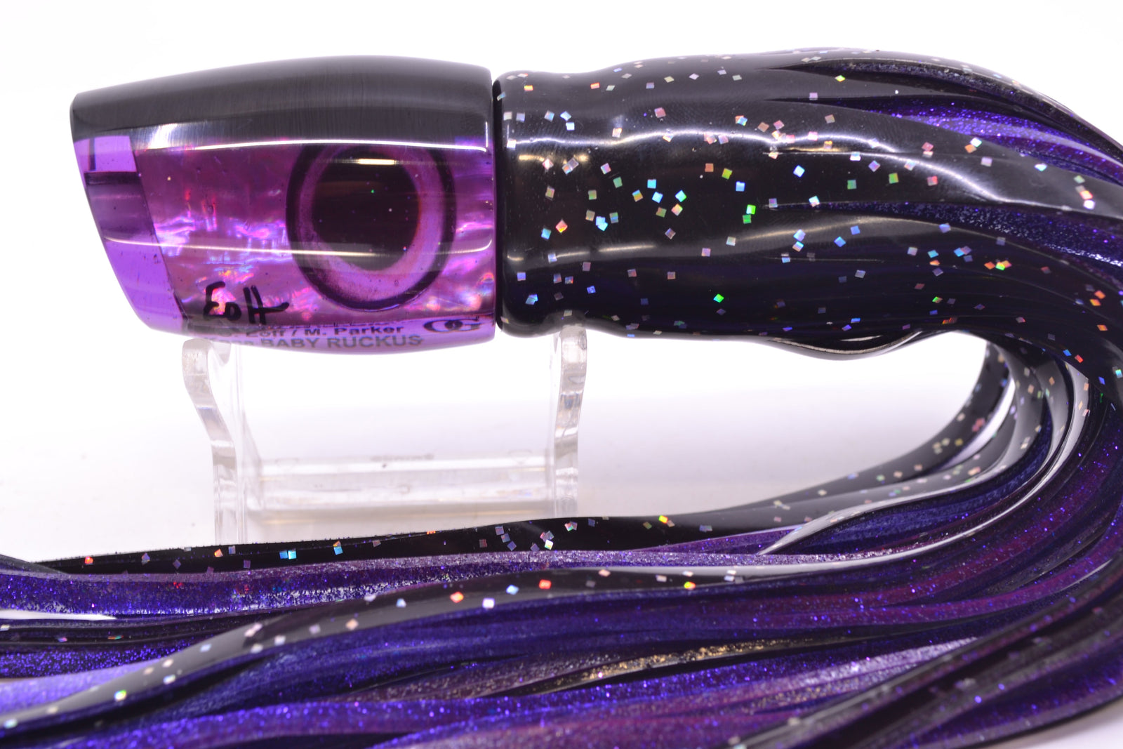 Marlin Magic Lures Purple Awabi Black Back Taxi Eyes Baby Ruckus 10" 6.5oz Skirted Black