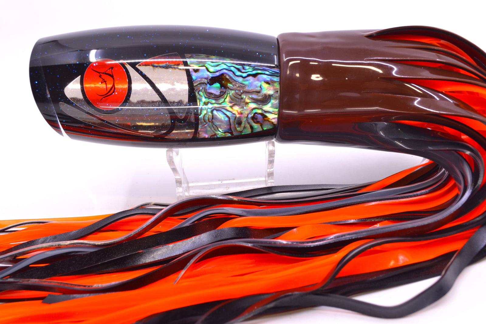 Bonze Lures Hydra Fish Red Eyes Violator 14" 17oz Skirted Root Beer-Silver Petrolero/Orange