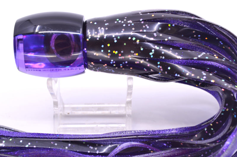Moyes Lures Purple MOP Black Back Medium Secret 10" 5oz Skirted Black/Purple