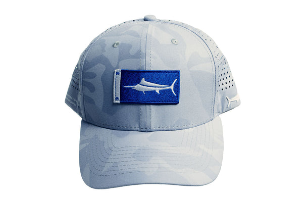 BIllFishGear: White Marlin Flag Hat – Performance fishing apparel designed for sun protection, comfort, and offshore durability.