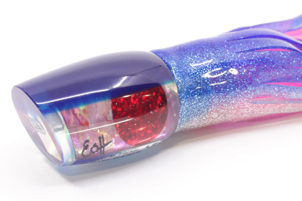 Marlin Magic Pink Awabi Blue Back Red Eyes Baby Ruckus 10" 6.5oz Skirted Blue-Silver – premium trolling lure for offshore big game fishing