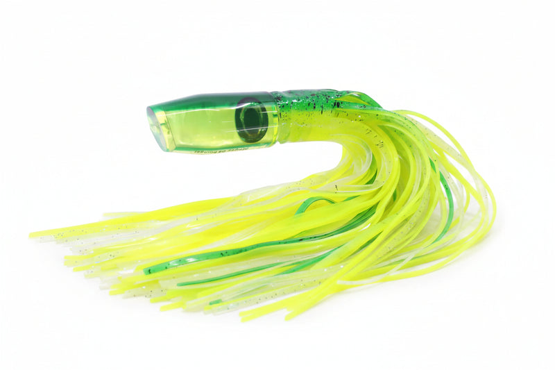 Moyes Lures Chartreuse MOP Green Back O.S. Plunger 12" 7oz Skirted Green/Chartreuse