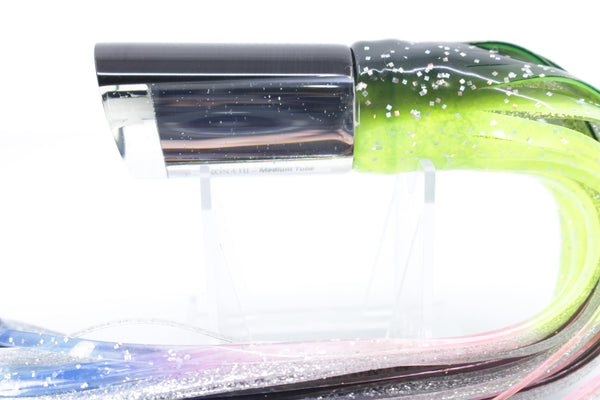 Marlin Magic Lures Mirrored Black Back Medium Tube 9" 6oz Skirted Magic Johnson – premium trolling lure for offshore big game fishing