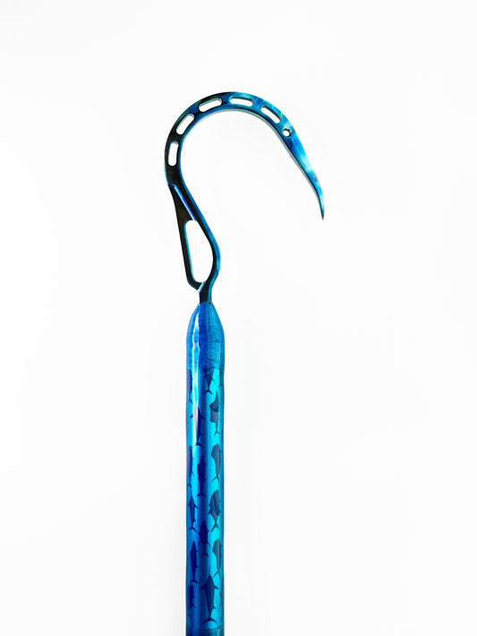 Dahunter Carbon Fiber Gaff with Blue-Wrapped Grip and Titanium 3-Inch Hook, 6Ft Sh