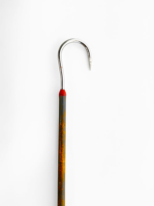 Dahunter Carbon Fiber Gaff with Spiral Black Grip and Red Bindings, 4Ft Shaft and 2-Inch Tiller Hook