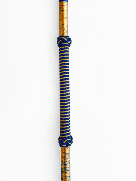Dahunter Carbon Fiber Gaff with Blue and Yellow Cord Wrap, 4Ft Shaft and 2-Inch Tiller Hook