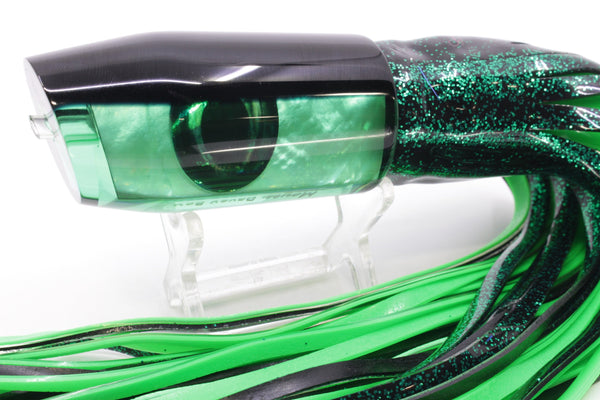 Moyes Lures Green MOP Black Back Davey Boy 12" 8oz Skirted Black/Green – premium trolling lure for offshore big game fishing