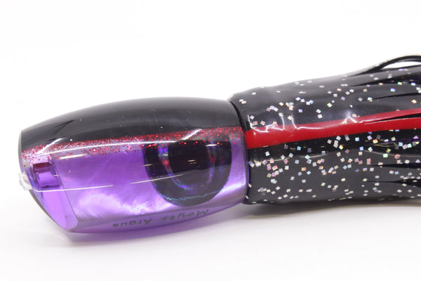 Moyes Lures Purple MOP Black-Red Back Medium Argus 12" 6.5oz Skirted Black/Purple – premium trolling lure for offshore big game fishing