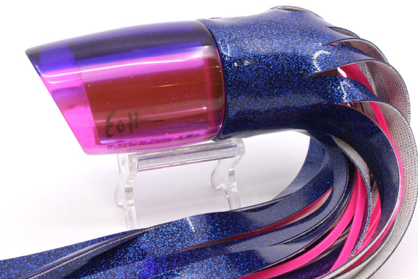 Marlin Magic Pink Mirrored Blue Back No Eyes Ruckus 12" 9oz Vinyl Dark Blue – premium trolling lure for offshore big game fishing