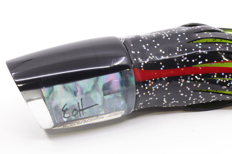 Marlin Magic Blue-Purple Abalone Black Back Ruckus 12" 11oz Skirted Black/Rainbow - Trolling Lures
