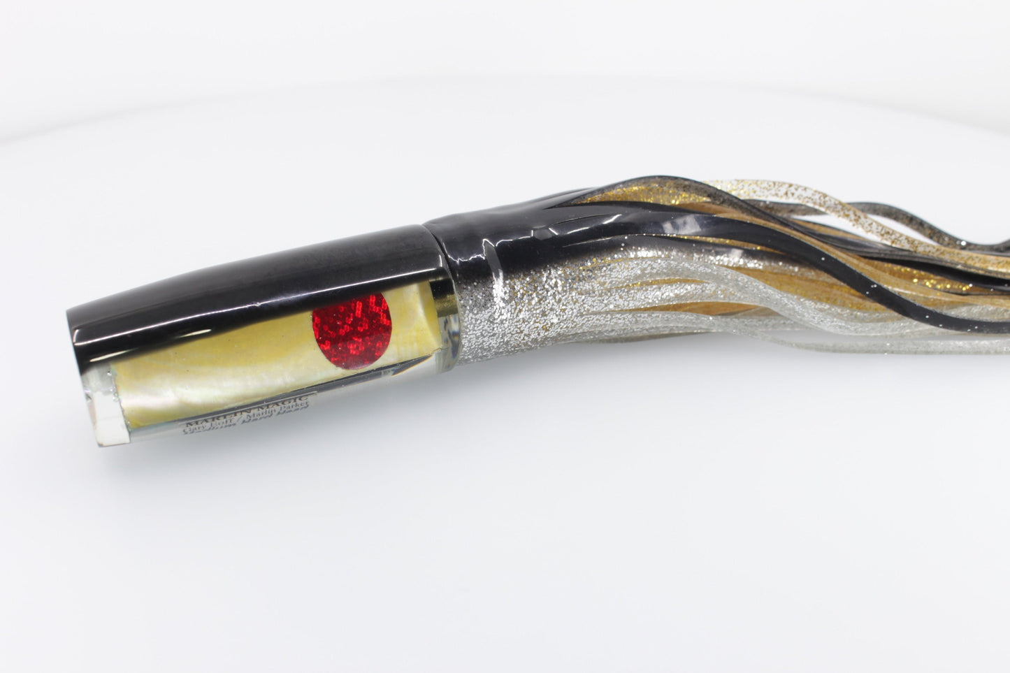 Marlin Magic Golden MOP Black Back Red Eyes Medium Hard Head 9" 5oz Skirted