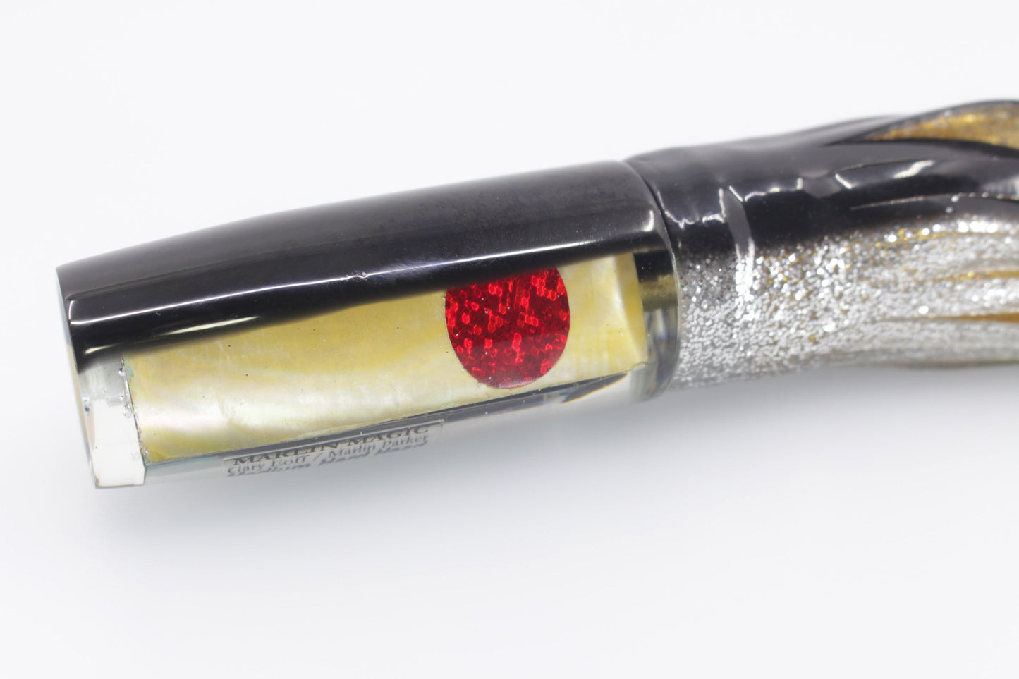 Marlin Magic Golden MOP Black Back Red Eyes Medium Hard Head 9" 5oz Skirted