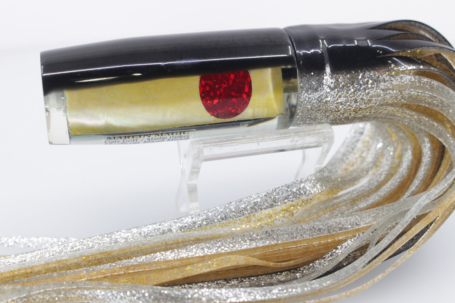 Marlin Magic Golden MOP Black Back Red Eyes Medium Hard Head 9" 5oz Skirted