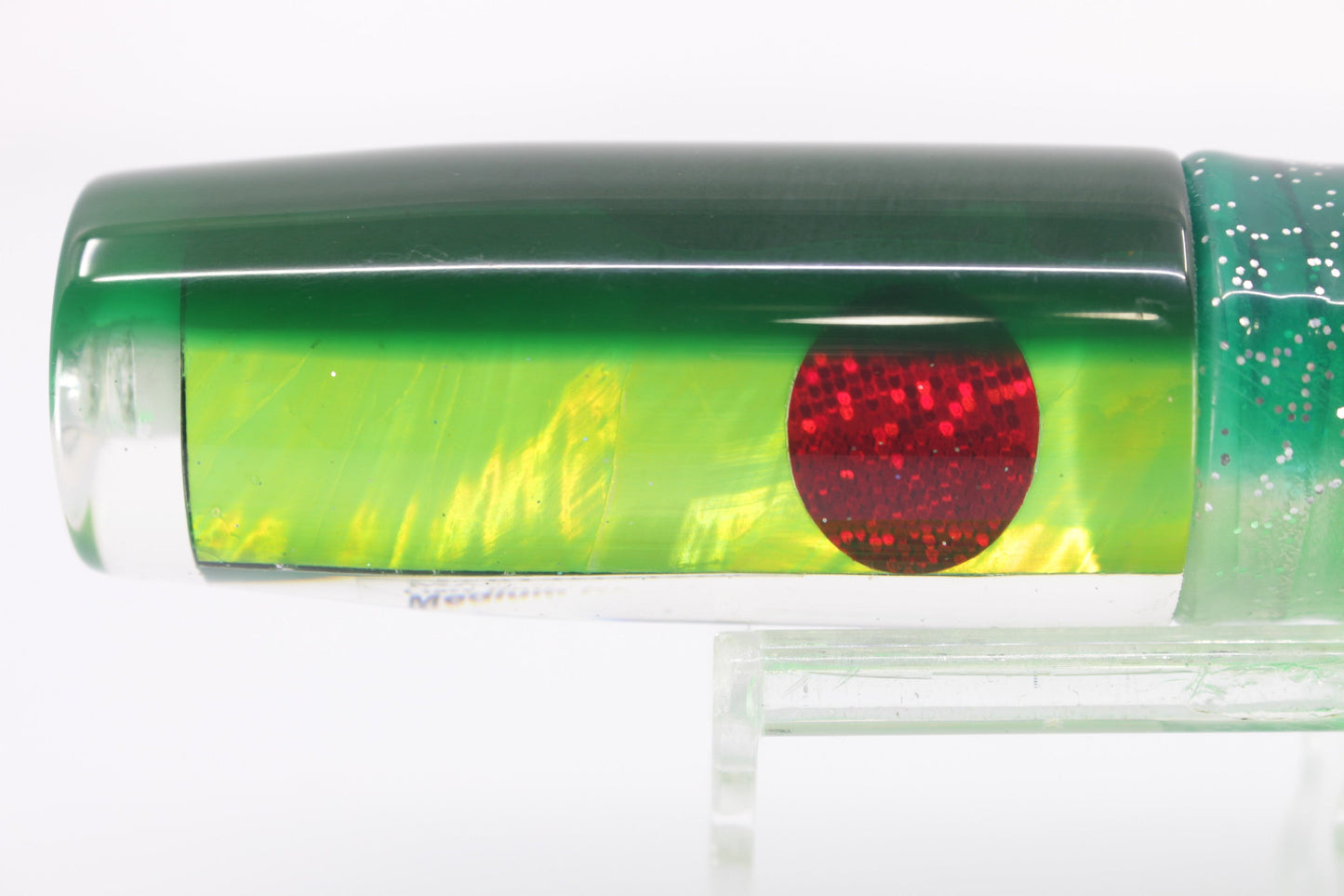 Marlin Magic Lime Green MOP Green Back Red Eyes Medium Hard Head 9" 5oz Skirted
