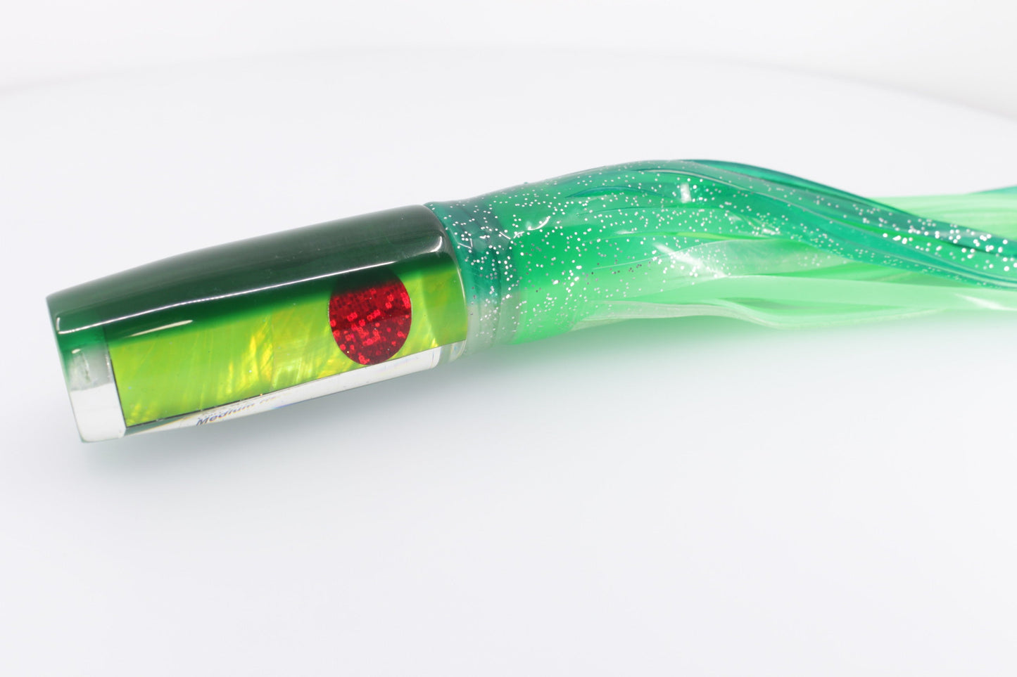 Marlin Magic Lime Green MOP Green Back Red Eyes Medium Hard Head 9" 5oz Skirted