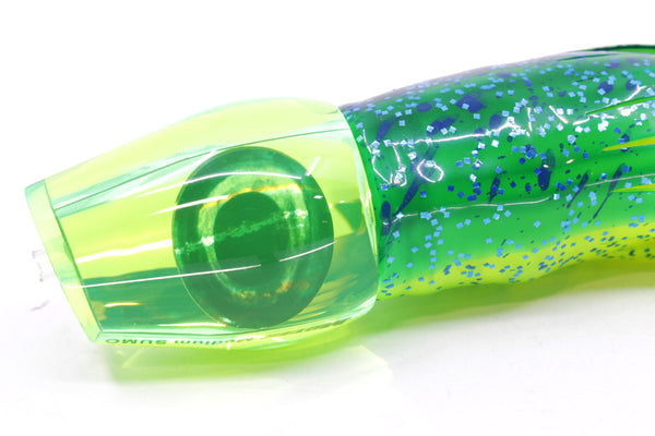Moyes Lures Fluorescent Green Mirrored Medium Sumo 12" 6.8oz Skirted Green-Chartreuse – premium trolling lure for offshore big game fishing