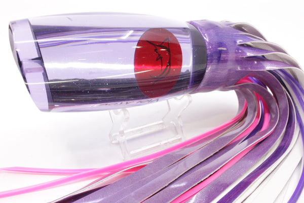 Bonze Lures Purple Mirrored Red Eyes Violator 14" 14.6oz Fire Tailz Vinyl Purple Eclipse – premium trolling lure for offshore big game fishing