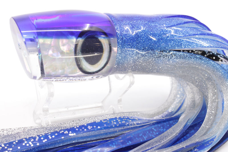 Marlin Magic White Awabi Blue Back Taxi Eyes Baby Ruckus 10" 6.5oz Skirted Blue-Silver - Trolling Lures