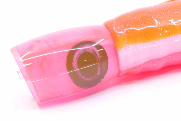 Moyes Lures Fluorescent Pink MOP Taxi Eyes Boogeyman 12" 7oz Skirted Orange-Pink – premium trolling lure for offshore big game fishing