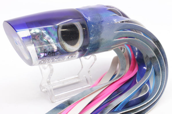 Marlin Magic Blue-Purple Abalone Blue Back Ruckus 12" 9oz Fire Tailz Vinyl Aku Revisited – premium trolling lure for offshore big game fishing