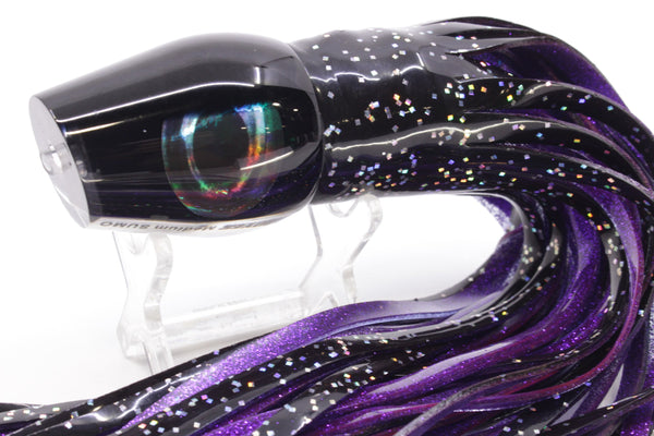 Moyes Lures Black Pearl Black Back Medium Sumo 12" 6.8oz Skirted Black/Purple – premium trolling lure for offshore big game fishing