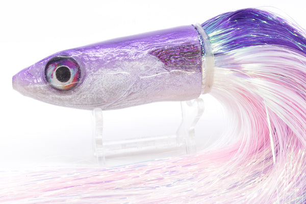 Ali'i Kai Lures Purple-Silver Malolo 12" 8.5oz Flashabou Purple-White – premium trolling lure for offshore big game fishing