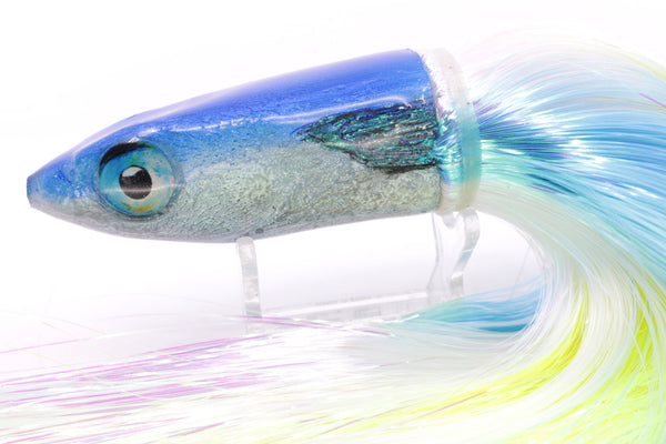 Ali'i Kai Lures Blue-Silver Malolo 12" 9.6oz Strobez Feathersword – premium trolling lure for offshore big game fishing