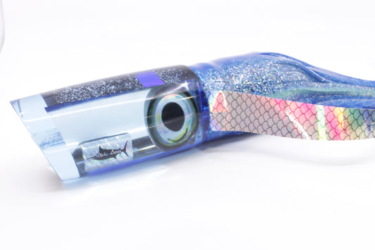 Aloha Lures Ice Blue Mirrored Taxi Eyes Smash Bait 14" 13.5oz Skirted Blue-Pink Wings