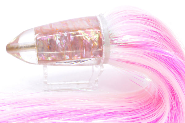 Koya Lures Pink Awabi Short AK Bullet 12" 13.5oz EZ Flash White/Pink – premium trolling lure for offshore big game fishing