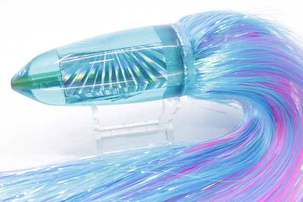 Koya Lures Teal Rainbow Starburst AK Bullet 12" 14.5oz EZ Flash Ice Blue/Pink – premium trolling lure for offshore big game fishing