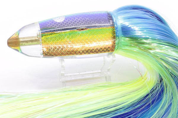 Koya Lures Rainbow Scale AK Bullet 12" 14.5oz EZ Flash Ice Blue-Green-Chartreuse – premium trolling lure for offshore big game fishing