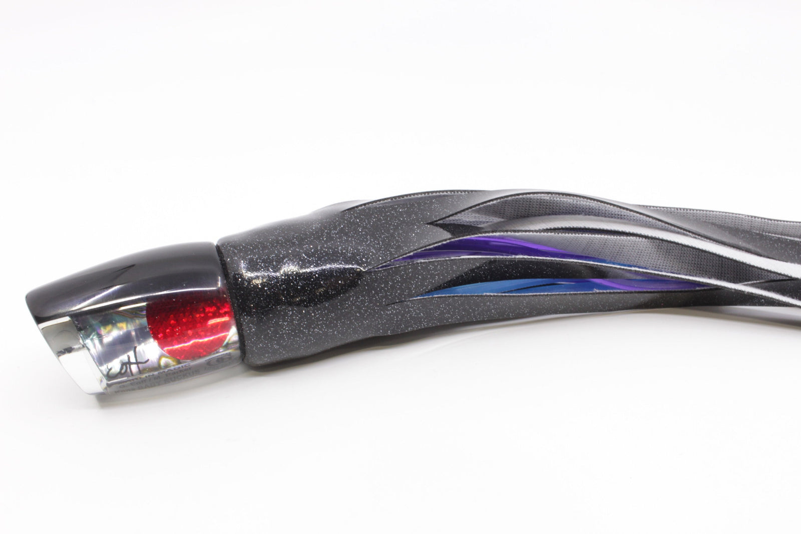 Marlin Magic Blue-Purple Abalone Black Back Red Eyes Baby Ruckus 10" 5.5oz Vinyl (damage) - Trolling Lures (view 2 of 8)