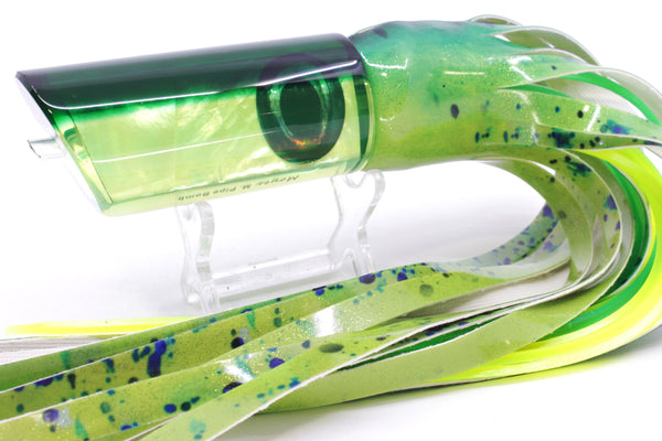 Moyes Lures Chartreuse MOP Green Back Medium Pipe Bomb 12" 7.5oz FT Vinyl Mahi – premium trolling lure for offshore big game fishing