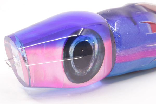 Moyes Lures Pink MOP Blue Back Taxi Eyes Large Sumo 14" 10.3oz Fire Tailz Vinyl Blue Dream – premium trolling lure for offshore big game fishing
